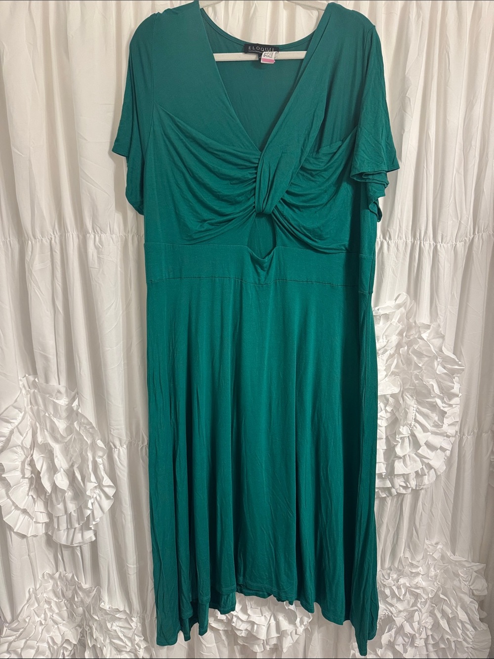 Eloquii Teal Twist-Front Maxi Dress